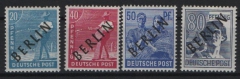 Berlin, 1948, Mi.- Nrn.: 8, 12, 13 + 15, Schwarz- Aufdruck, **, je mit AF I! Tief(st)geprüft Schlegel BPP! Kabinett- Luxus! Selten!