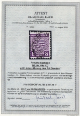 SBZ, Provinz Sachsen, 1945, Mi.- Nr.: 69a XC, gestempelt, akt. Attest Dr. Jasch BPP: e + e! Qualitätsstück! Sehr selten! RRR!