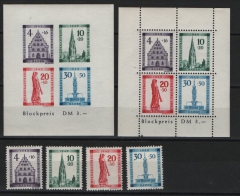 FRZ- Baden, 1949, Mi.- Nrn.: 38 A - 41 A + Bl. 1 A / B, **, Qualitätssatz!