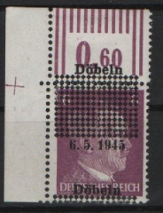 D.- OST, Lokalausgaben, Döbeln, 1945, Mi.- Nr.: 1a, ** (Falzr. am Or.), mit ER mit get. / verschobenem Aufdruck, Qualitätsstück!