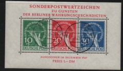 Berlin, 1949, Mi.- Nr.: Bl. 1, gestempelt mit 2 Tagesstempeln (!), mit akt. Fotoattest Schlegel BPP! e+e! Luxusstück!