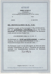 SBZ, Provinz Sachsen, 1945, Mi.- Nr.: 71 XC, gestempelt, F.- Attest Dr. Jasch BPP: e + e! Luxusstück! Sehr selten! RRR!