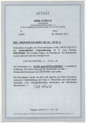 SBZ, Provinz Sachsen, 1945, Mi.- Nr.: 69a XC, gestempelt, F.- Attest Dr. Jasch BPP: e + e! Luxusstück! Sehr selten! RRR!