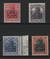 Dt. Bes. I. WK., 1918, M.V.i.R. / 9. Armee, Mi.- Nr.: 1-4, **, je signiert Kosack! Selten!