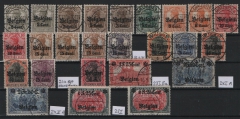 Dt. Bes. I. WK., 1916 / 18, Landpost in Belgien, Mi.- Nr.: kl. Lot 10- 25, mit Typen, gestempelt, Kabinett- Luxus, selten!
