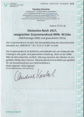 DR, Germania / Infla, 1917, Zusammendrucke, Mi.- Nr.: W 11 ba, gestempelt! Akt. FA Kroschel VPeV / VPEX! Bedarf! Selten!