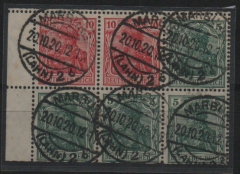 DR, Germania, 1920, HBL, Mi.- Nr.: 23aa A0, gestempelt, akt. FA Kroschel VPeV /VPEX, e + e! Gutes Bedarfsstück! Selten!