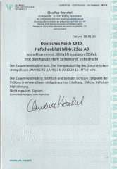 DR, Germania, 1920, HBL, Mi.- Nr.: 23aa A0, gestempelt, akt. FA Kroschel VPeV /VPEX, e + e! Gutes Bedarfsstück! Selten!