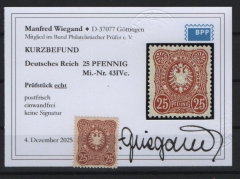 DR, Pfennig, ca. 1880, Mi.- Nr.: 43IVc, *, akt. K.- Befund Wiegand BPP: echt und einwandfrei! Selten!