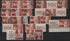 III. Reich, 1934, Lot Zusammendrucke, Mi.- Nrn.: K 23- W 101 , Stände! Gestempelt! Gute Bedarfserhaltung! Seltenes Lot!