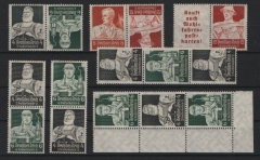 III. Reich, 1934, Lot Zusammendrucke, Mi.- Nrn.: K 23- W 101 (ohne S 229), Stände! **! Seltenes Lot!