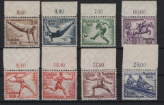 III. Reich, 1936, Mi.- Nr.: 609- 616, **, je kl. Falzrest am Or.. rs. , aber hoch dekorativ! Selten!
