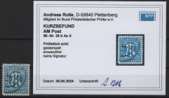 Bizone, AM- Post, 1945, Mi.- Nr.: 26 b Az (mit Plf. X), gestempelt, akt. K.- Befund Rolle BPP; e+e! Luxusstück! Selten!