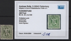 Bizone, AM- Post, 1945, Mi.- Nr.: 29 c Az (mit Plf. XXII), gestempelt, akt. K.- Befund Rolle BPP; e+e! Luxusstück! Selten!