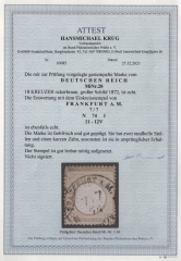 Dt. Kaiserreich, Brustschilder, 1874, Mi.- Nr.: 28, gestempelt, akt. Fotoattest Krug BPP: echt +  ....! Seltenes Bedarfsstück!