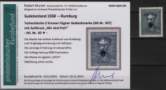 III. Reich / Dt. Bes. Sudetenland, 1938, Rumburg, Mi.- Nr.: 50, *! Akt. FB Brunel VPeV. : e+ ...! Selten