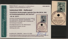 III. Reich / Dt. Bes. Sudetenland, 1938, Maffersdorf, Mi.- Nr.: 133, auf kl. Briefstk.! Akt. FB Brunel VPeV, : e+e! Selten!