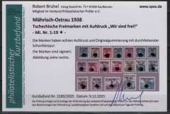 III. Reich / Dt. Bes. Sudetenland, 1938, Mährisch- Ostrau, Mi.- Nr.: 1- 19, *! Akt. FB Brunel VPeV. : e+ ...! Selten!