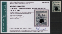 III. Reich / Dt. Bes. Sudetenland, 1938, Mährisch- Ostrau, Mi.- Nr.: 18, **! Akt. FB Brunel VPeV. : e+ e! Selten!