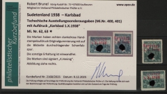 III. Reich / Dt. Bes. Sudetenland, 1938, Karlsbad, Mi.- Nr.: 62 + 63, *! Akt. FB Brunel VPeV. : e+ ... e! Selten!