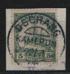 Dt. Kolonien, Stempel, Kamerun, 1908, Dschang auf Mi.- Nr.: 8, mit kl. Briefstück! Luxusstück! Selten!