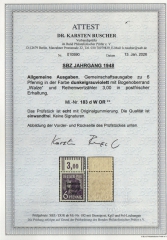 SBZ, Allgemeine Ausgaben, 1948, Mi.- Nr.: 183 d WOR, **, akt. FA Dr. Ruscher BPP: e+e! Luxusstück! Rarität!