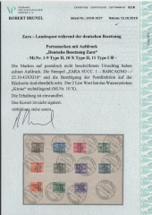 III. Reich / Dt. Bes. Zara, 1943, Mi.- Nrn.: 1-11 (+ Extras), gestempelt auf Unterlage! FA Brunel VPEV: e+e! Sehr selten!