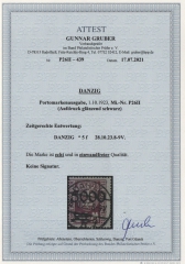 Danzig, 1923, Mi.- Nr.: P 26 II, gestempelt, Fotoattest Gruber BPP; e+e! Luxusstück! Sehr selten!