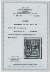 Danzig, 1923, Mi.- Nr.: D 36- 40, gestempelt, je geprüft / 3x FA Gruber / Soecknick BPP; e+e! Luxussatz! Sehr selten!