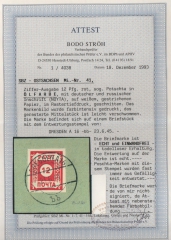 Ost- Sachsen, 1945, Mi.- Nr.: BI b (ex 41), sogen. Potschta, auf kl. Briefstk., FA Ströh BPP: e + e! Luxusstück! Selten!