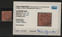 Bayern, 1862, Mi.- Nr.: 13 b, gestempelt, KB Stegmüller BPP; e+ ...! Gutes Bedarfs- / Kabinettstück! Selten!