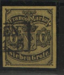 Bremen, 1860, Mi.- Nr.: 3a, gestempelt, akt. FA Heitmann BPP; echt + ...! Qualitätsstück, fast Luxus! Sehr selten! Dekorativ!