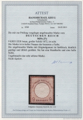 Dt. Kaiserreich, Brustschilder, 1872, Mi.- Nr.: 27 c, *! Fotoattest Krug BPP: e+...! Kabinettstück! Sehr selten!
