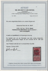 DR, Infla, 1923, Mi.- Nr.: 289 F, **, FA Dr. Oechsner BPP: e + e! Luxusstück! Sehr selten! Große Rarität der Inflazeit!