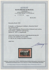 III. Reich, 1939, Mi.- Nrn.: 728 Y x, *, FA Schlegel BPP; e+e! Sehr selten! Veritable Rarität des III. Reiches!