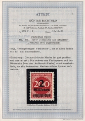 DR, Infla, 1923, Mi.- Nr.: 309 F, **, FA Bechtold BPP: e + e! Qualitätsstück! Sehr selten! Große Rarität der Inflazeit!