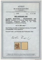 SBZ, Allgemeine Ausgaben, 1948, Mi.- Nr.: 203 b wbz, **, akt. FA Dr. Ruscher BPP, echt und einwandfrei! Luxusstück!