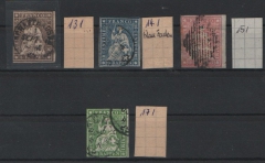 Schweiz, 1854, Mi.- Nrn.: 13I - 15I + 17I, gestempelt, in überdurchschnittlicher Kabinett- Prachqualität! Sehr selten!