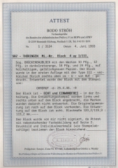 Thüringen, 1946, Bl. 4 ya, gestempelt, mit  Fotoattest Ströh BPP: e + e!, Qualitätsstück, sehr selten!