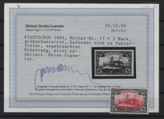 Dt. Kolonien, Kiautschou, 1901, Mi.- Nr.: 17, *! Befund Jäschke- L. BPP; e+e! Selten!