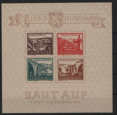 Thüringen, 1946, Bl. 4 a y, **, mit Fa Ströh BPP: echt + einwandfrei, Luxusstück!