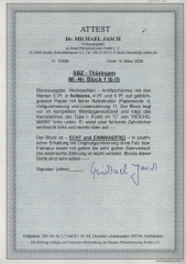 SBZ, Thüringen, 1945, Bl. 1 t b vom Er, **, mit akt. Fotoattest Dr. Jasch BPP:  e + e! Luxusstück! Sehr selten! RRR!