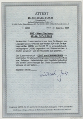 SBZ, West- Sachsen, 1946, Mi.- Nr.: S Zd 8 BYd, **, akt. FA Dr. Jasch BPP: e + e! Luxusstück! RR! Rarität der SBZ!