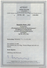DR, Infla, 1923, Mi.- Nr.: 319 Wb, gestempelt, akt. FA Bauer BPP; e + ...! Kabinett- / Bedarfsstück! Sehr selten!
