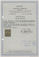 DR, Infla, 1923, Mi.- Nr.: 325 A Pb, HAN! Fotoattest Winkler BPP: echt und einwandfrei! Luxusstück! Sehr selten! RR!