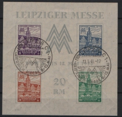 SBZ, West- Sachsen, 1946, Mi.- Nr.: Bl. 5 Xa Z, gestempelt, Fotoattest Dr. Jasch BPP: echt und einwandfrei! Luxusstück! RR!