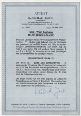 SBZ, West- Sachsen, 1946, Mi.- Nr.: Bl. 5 Xa Z, gestempelt, Fotoattest Dr. Jasch BPP: echt und einwandfrei! Luxusstück! RR!