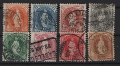 Schweiz, 1882 / 1904, Mi.- Nrn.: 58D- 64D, gestempelt, gute Bedarfsqualität! Selten!