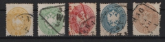 K. & K. Österreich, 1863, Mi.- Nrn.: 30- 34, eng gezähnt (14), gestempelt, in guter Bedarfsqualität! Selten!