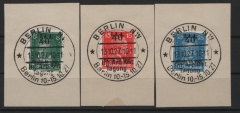 DR / Weimar, 1927, Mi.- Nrn.: 407- 409, gestempelt, auf Briefstück! Luxussatz! Selten!
